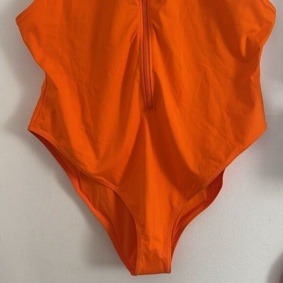 SKIMS Zip Front Sleeveless One Piece Orange NWT - Picture 3 of 9